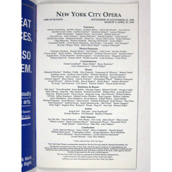 New City Opera Stagebill 1999 Madame Butterfly Cynthia Clayton Alfredo Portilla - Picture 4 of 7
